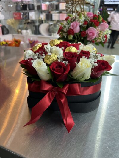 Caja de corazon con ferrero